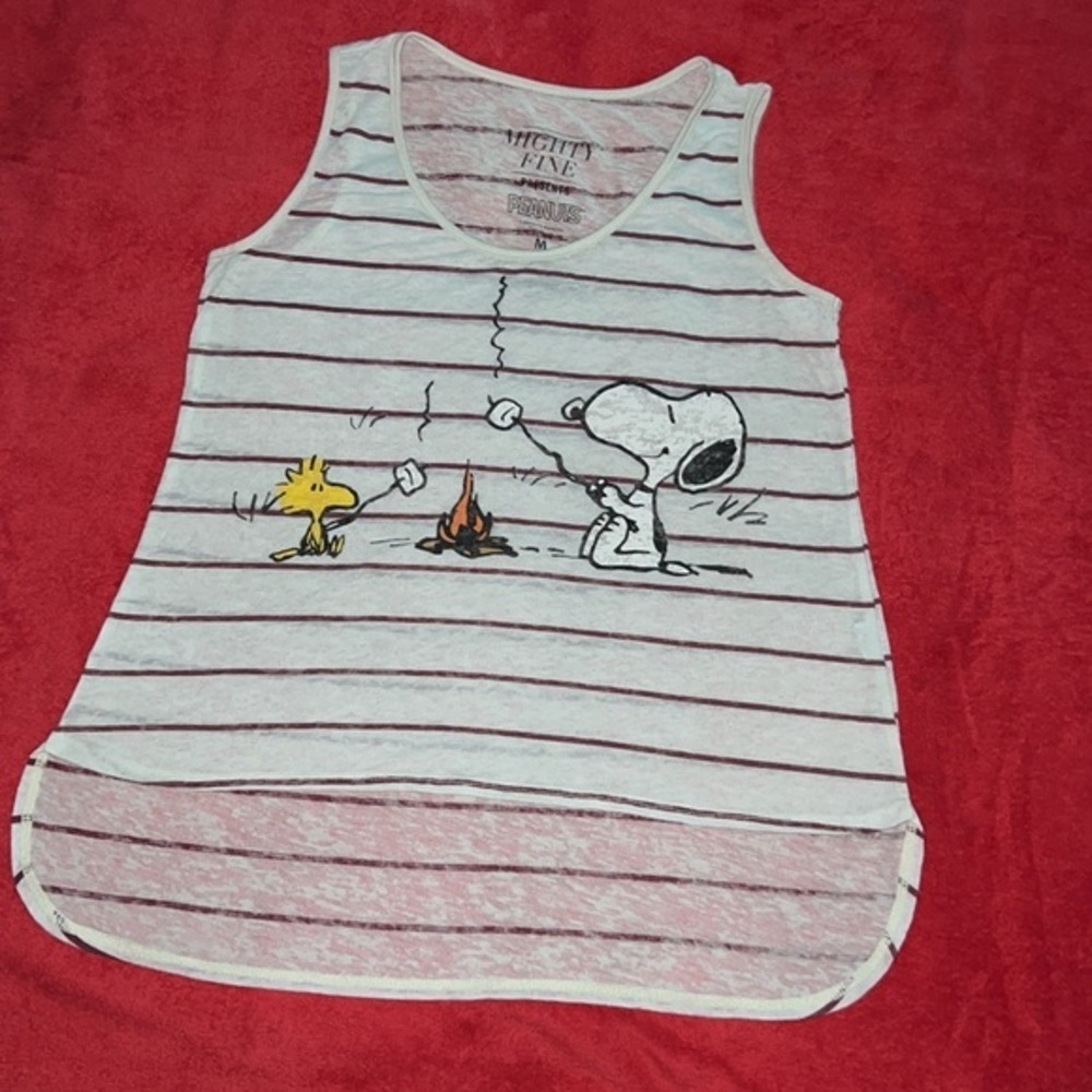 Women’s Mighty Fine presents Peanuts S’mores/Snoopy & Woodstock Sheer Tank Top - Picture 8 of 10